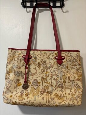 Piero Guidi Vintage Magic Circus Handbag Tote Bag Coated Handbag
